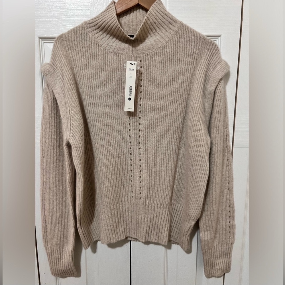 AQUA 100% Cashmere Oatmeal Sweater - NWT